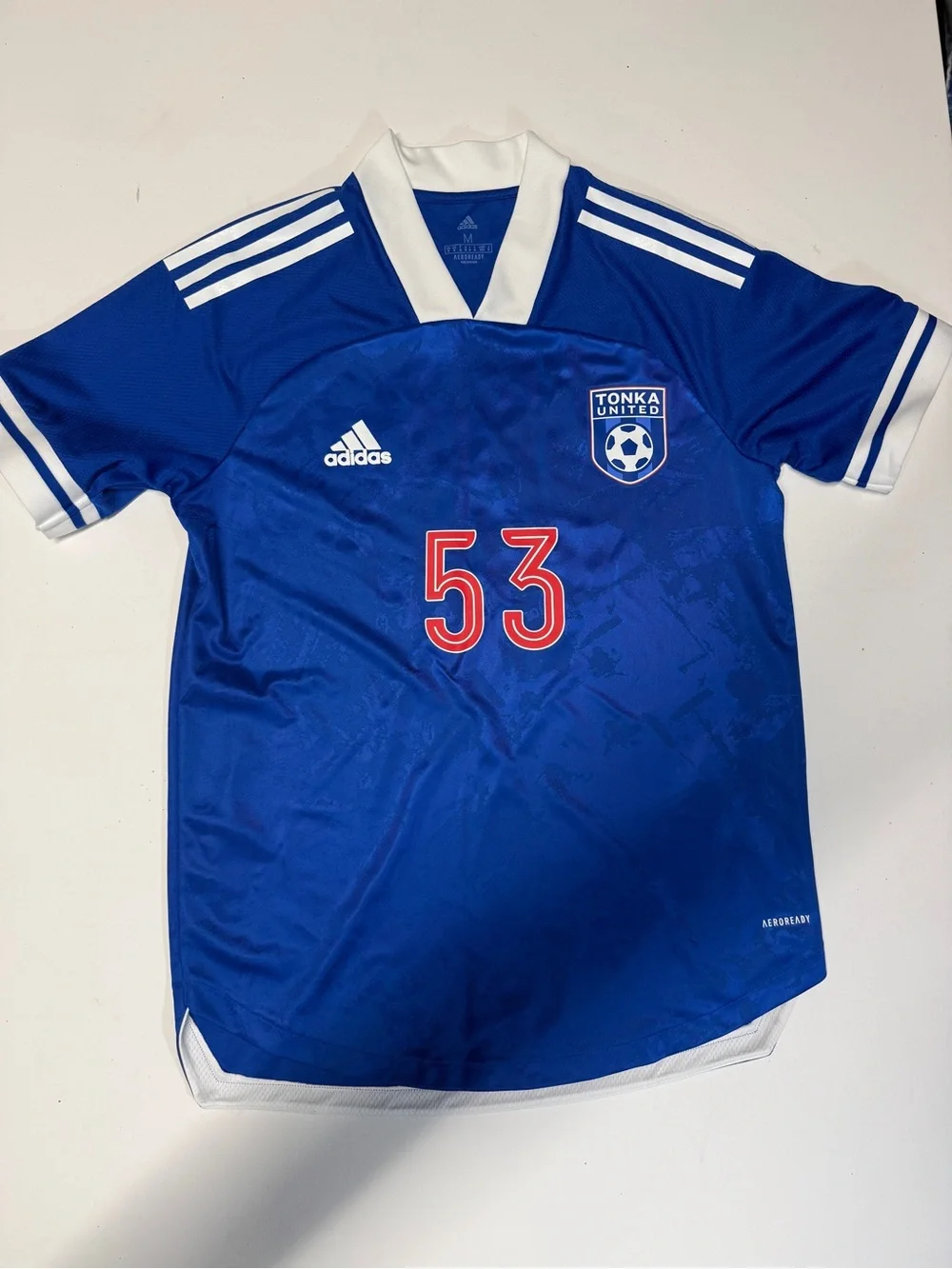 adidas Blue and White Soccer Jersey Insert